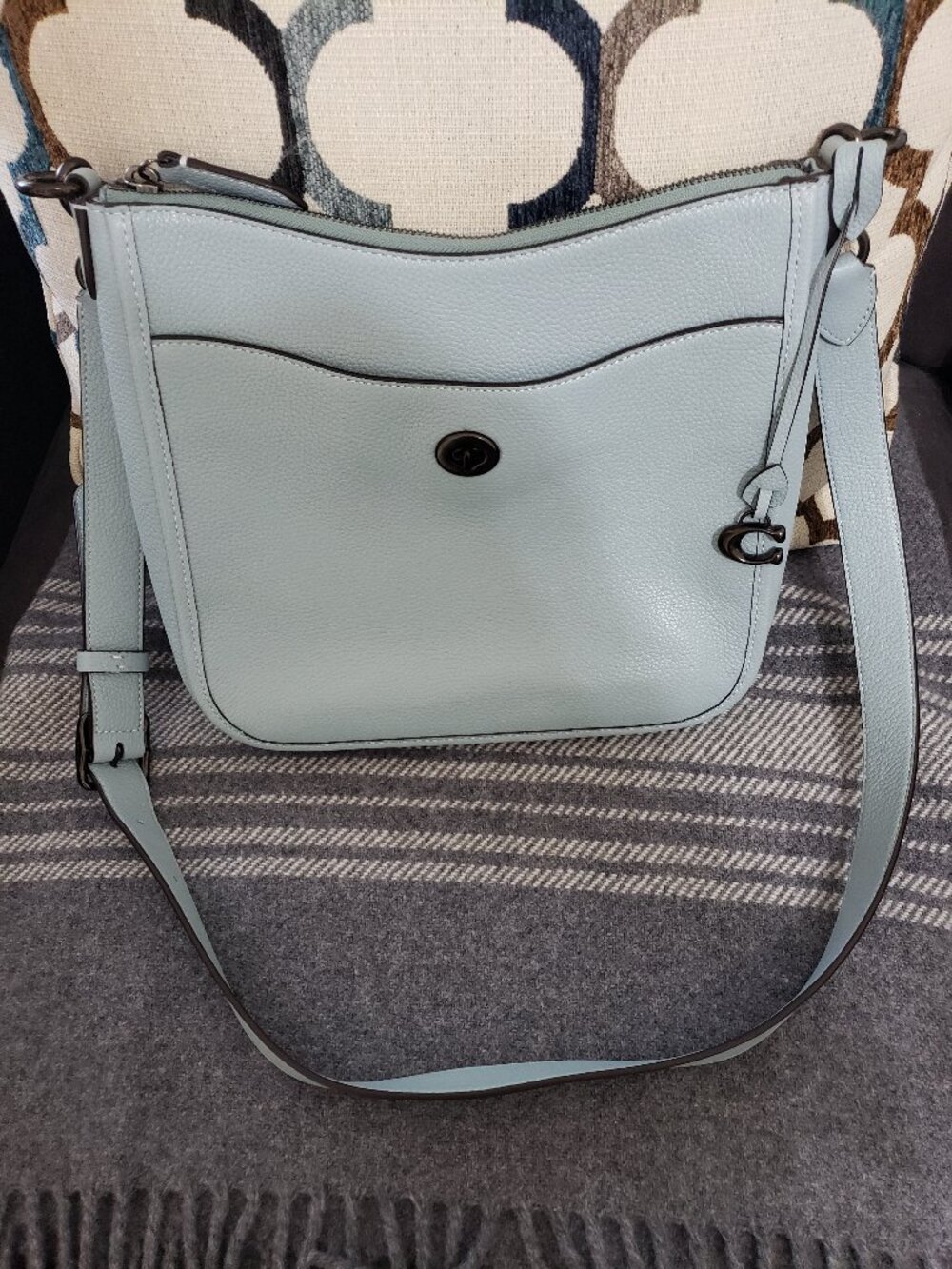 Coach chaise crossbody aqua w gunmetal hardware
